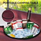 Portable Lightweight Folding Camping Table - Collapsible Foldable Picnic Camp Table with Cooler 4 Enlarged Upgraded Cup Holders and Carry Bag for Tailgating Beach BBQ RV Hiking Party Travel