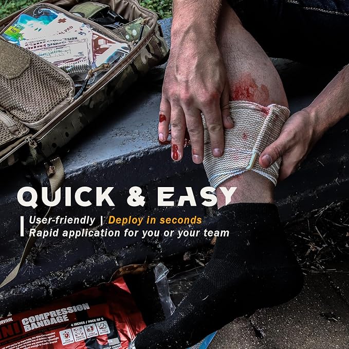 EVERLIT Mini 4 x 6 Inch Emergency Bandage Compression Trauma Pressure Wound Dressing Sterile Vacuum-Sealed for Bleeding Control, Gun Shot, Medical Kit, First Aid IFAK (10)