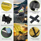 Adjustable Portable Folding Camping Chair with High Back, Side Pockets, Headrest, Lightweight Lawn Chair for Outdoor Camping, Beach, Leisure and Adults (Khaki Cotton Thickened)