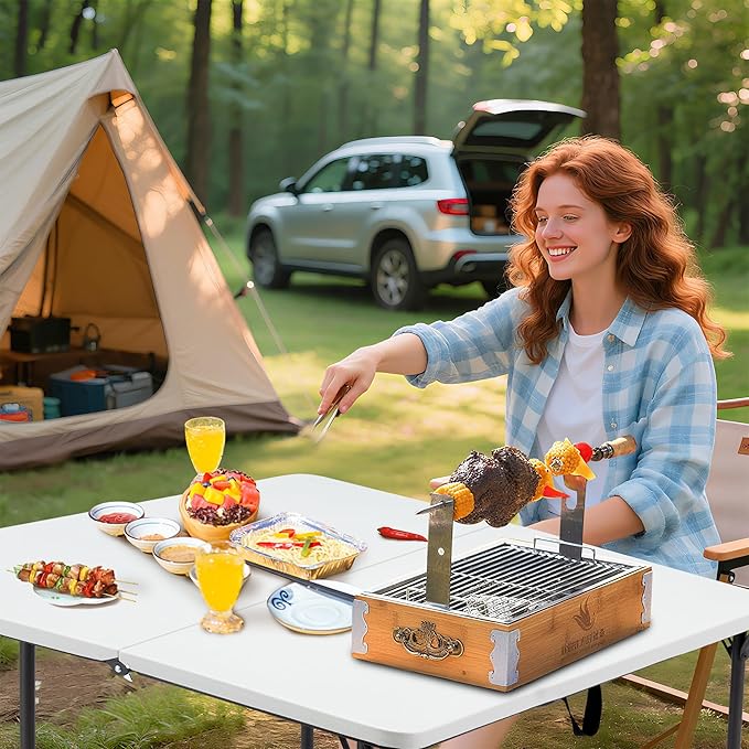 34" Camping Table, Portable Square Camping Card Table with Collapsible Legs & Carrying Handle, Plastic Tables for Outdoor Cooking,Camping,Picnic, Office, Party, White