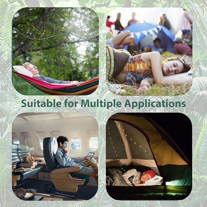 QUTOOL Small Travel Pillows for Sleeping, Cooling Memory Foam Camping Pillow, Backpacking for Hiking Gear, Portable Pillow with Travel Storage Bag, Camping Essentials for Adults Kids