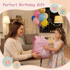Mini Toddler Backpack for Girls 2-4, Cute Personalized Preschool Kindergarten Backpack for Kids Birthday Gifts (Pink B)