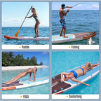 Inflatable Paddle Boards for Adults and Youth, 11'x33 Wood Grain Stand Up Paddle Board with SUP Accessories, Portable Inflatable Paddleboard for All Skill Levels,Blow Up Paddle Board as Present