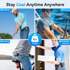 [Dual Battery] Next-Gen AI Portable Waist Fan Clip On 24000mAh, MAX 80H Runtime, 17000RPM Powerful 5 Speeds, Rechargeable Belt Fan with Filter Power Bank Flashlight, Shirt Fans for Men Outdoors Travel