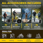 TREDO Premium Collapsible Trekking Poles - Ultralight Aluminum & Carbon Fiber - Adjustable Folding Hiking Poles - Lightweight for Men & Women - Comfortable Cork/EVA Grips - 2pc Set