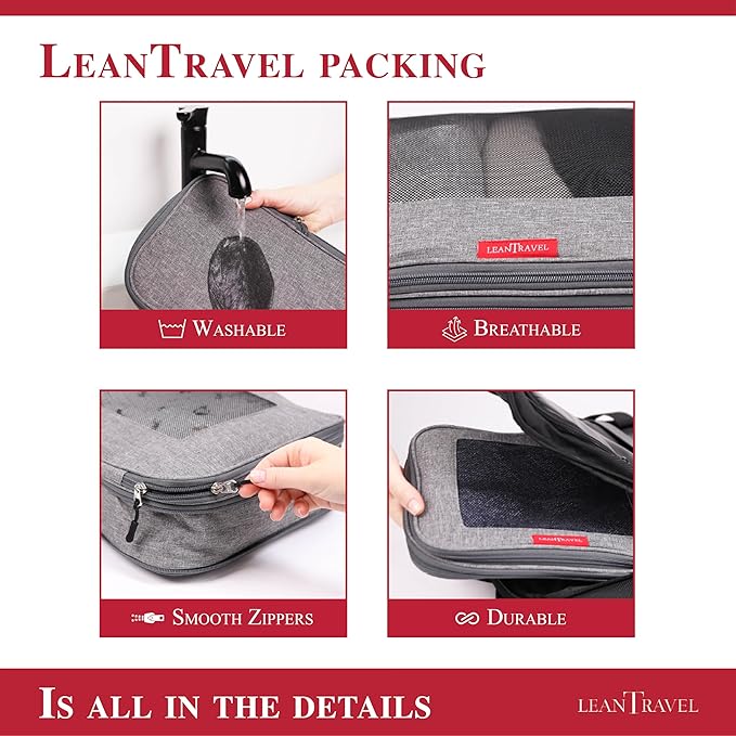 Compression Packing Cubes for Travel Organizers with Double Zipper, LeanTravel