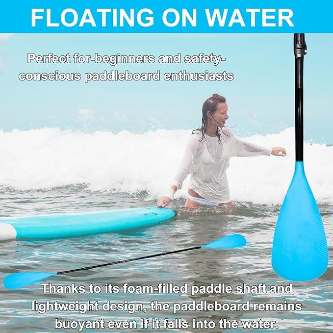 SUP Paddle – 4-Piece Adjustable Kayak Oar, Detachable Aluminum Alloy Paddle Board Paddles, Floating Carbon Fiber Textured Blade, Lightweight & Durable with Stretchable Leash
