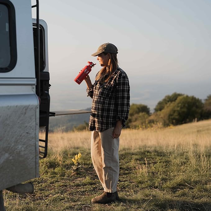 Super Sparrow Insulated Water Bottle - 17 Oz / 25 Oz / 32 Oz - Standard Mouth FlipFlow Flask - BPA Free, Leak Proof Drink Bottle- Ergonomic Straw Water Bottles for Work, Gym, Travel, Sports