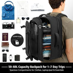 Roomy Carry On Backpack, Expandable Large Capacity Travel Backpack 1-7 Days with LifetimeWarranty,Fits18.4" Laptop,Water Resistant Anti Theft Carry on Laptop Backpack for Men Women,Flight Travel,Black