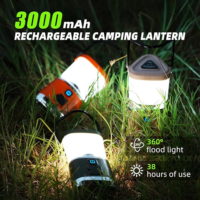 LED Camping Lantern Rechargeable, Allspark LED Lantern Flashlight,1000LM, 4 Light Modes, IPX4 Waterproof,Emergency Light for Home Power Outages, Hurricane, Storm,Outdoor Hiking(Orange)