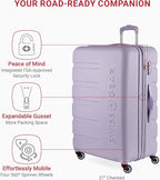 SwissGear 7366 Signature Hardside Expandable Luggage with Spinner Wheels, TSA Lock, Cup-Holder, Evening Haze, 3-Piece Set (19/23/27)