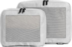 Compression Packing Cubes for Travel - Luggage Organizer Bags - Double Zipper Packing Cubes for Suitcases (2-Pack, Light Grey)