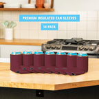 Blank Beer Can Coolers Sleeves (14-Pack) Soft Insulated Beer Can Cooler Sleeves - HTV Friendly Plain Can Sleeves for Beer Cans & Bottles - Blanks for Vinyl Projects Wedding Favors & Gifts (Burgundy)