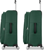 Samsonite 3-PC Soft-Sided 21/25/29” (Carry-On, Medium, Large Checked), Lightweight Expandable Element Luggage Set: 2 Front & Side Pocket, Four Spinner Wheels, Adjustable Handle, Durable- Deep Green