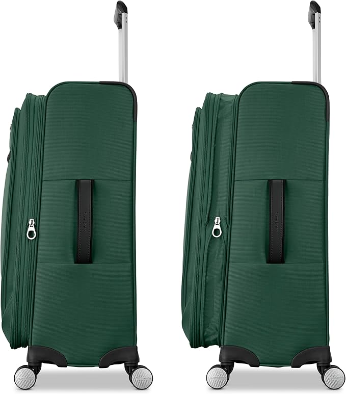 Samsonite 2-PC Soft-Sided 21/25” (Carry-On & Medium Checked), Lightweight Expandable Element Luggage Set: 2 Front Pockets & Side Pocket, Four Spinner Wheels, Adjustable Handle, Durable- Bistro Green
