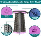 ALEVMOOM Upgraded Portable Collapsible Stool with Cushion,Telescoping Folding Stool for Adults,Yet More Sturdy Camping Stool with Load Capacity 1000lbs,for Outdoor Garden Hiking BBQ