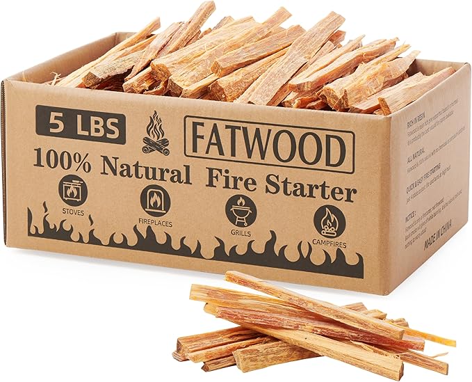 5 lbs Fatwood Fire Starter Sticks, 100% Natural Kindling Firewood Firestarter for Stoves, Pine Wood for Fireplaces, Campfires, Bonfires, Grill