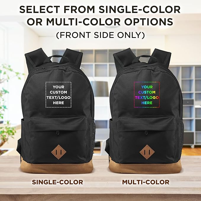 DISCOUNT PROMOS Custom Multipurpose Laptop Backpacks Set of 10/40/80, Personalized Bulk Pack - Lots of Features for Everyday Use, Perfect for Employess, Businessman - Black