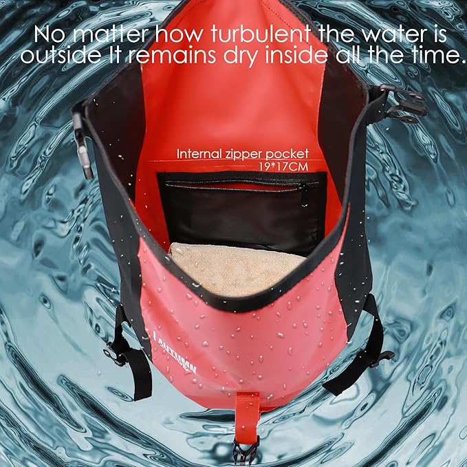 Dry Bags Waterproof Backpack,Waterproof backpack for Water sports,boating,Floating,hiking, camping and other outdoor activities 25L.(Red)