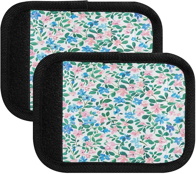 Qilmy Fresh Style Floral Fragments Luggage Handle Wrap 2Pack Luggage Identifiers Tag Comfort Handle Grips Cover for Stroller Suitcase Bag Airplane Travel Accessories1523