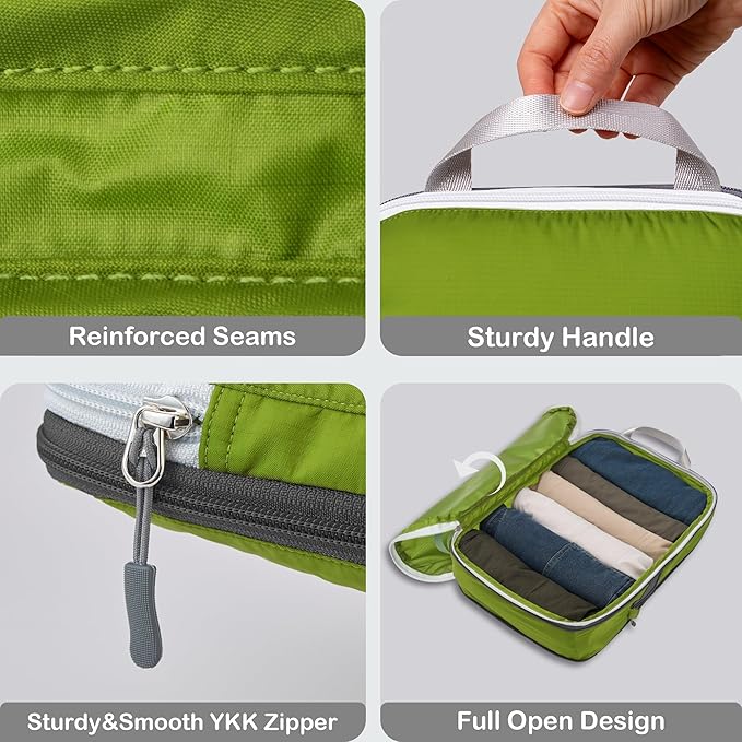 Cipway Compression Packing Cubes, Ultralight Luggage Organizer Bags, Travel Essentials for Carry on Suitcase (3 Piece,Green)