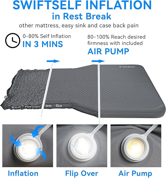 Tesla Camping Air Mattress with Foam, 4''Extra Thick Self Inflating Sleeping Pad for Camping, Fast Inflate & Deflate, with Electric Pump, Model Y