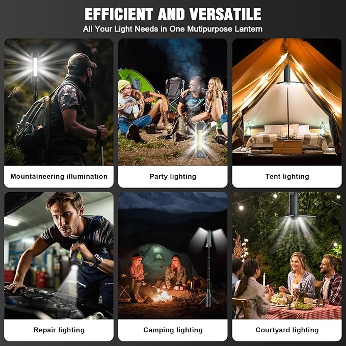 Camping Lantern Rechargeable-High Brightness LED Lantern Camping Essentials Lights-Portable Camp Lamp and Flashlight - Collapsible and scalable Camp Lights for Hiking,Camp,Emergency Lighting