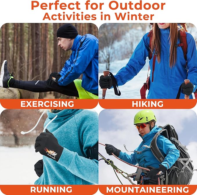 HANDLANDY Winter Running Gloves for Women & Men, Windproof Water-Resistant Thermal Touchscreen Liner Gloves for Cycling, Hiking, Driving, Freezer Work