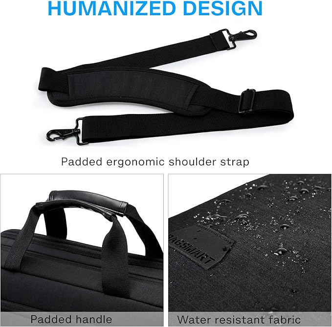 BAGSMART 17.3 Inch Laptop Bag, Expandable Computer Bag Laptop Briefcase Men Women,Laptop Shoulder Bag,Work Bag Business Travel Office, Black