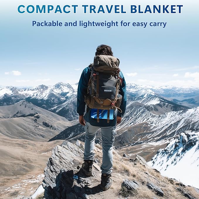 Camping Blanket Waterproof, Packable Down Alternative Puffy Printed Camp Blankets Ultra Warm Lightweight Hammock Top Quilt Outdoor Blanket for Travel Picnic Stadium Hiking Party Cold Weather 55"x78.8"