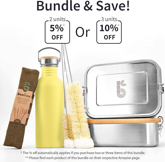 Bambaw 750 ml Stainless Steel Sports Bottle, Yellow Sports Bottle, Non-Insulated Water Bottle, 750 ml Reusable, Hiking Bottle – Imperial Yellow