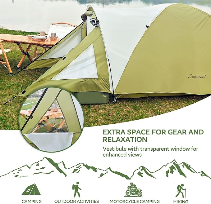 Clostnature Vault Camping Tent with Porch - Waterproof 2 Person Tent for Camping, Easy Setup Lightweight Two Person Shelter for Hiking, Backpacking, Family, Outdoor