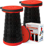 2025 2PCS Upgraded Collapsible Stool Thickened Set, Portable Stool Folding Stools, Foldable Chair for Camping Fishing Hiking BBQ and Outdoor Activities - Max 500lbs (Red)