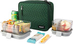 PackIt Freezable Classic Lunch Box, Checker Wave Olive, Built with ECOFREEZE Technology, Collapsible, Reusable, Zip Closure With Zip Front Pocket and Buckle Handle, Designed for Fresh Lunch On the Go