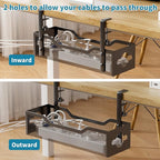 Under Desk Cable Management Tray 3 Pack, Cable Management Under Desk No Drill, Cable Organizer with Clamp for Wire Management, Cord Organizer for Office, Home - No Damage to Table (Black)