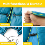 UNIKOME Outdoor Packable Camping Blanket, Lightweight Travel Blanket, Dual-Sides Waterproof Puffy Down Alternative Blanket with Snap Clasps, 75"×52", Lake Blue&Sky Blue