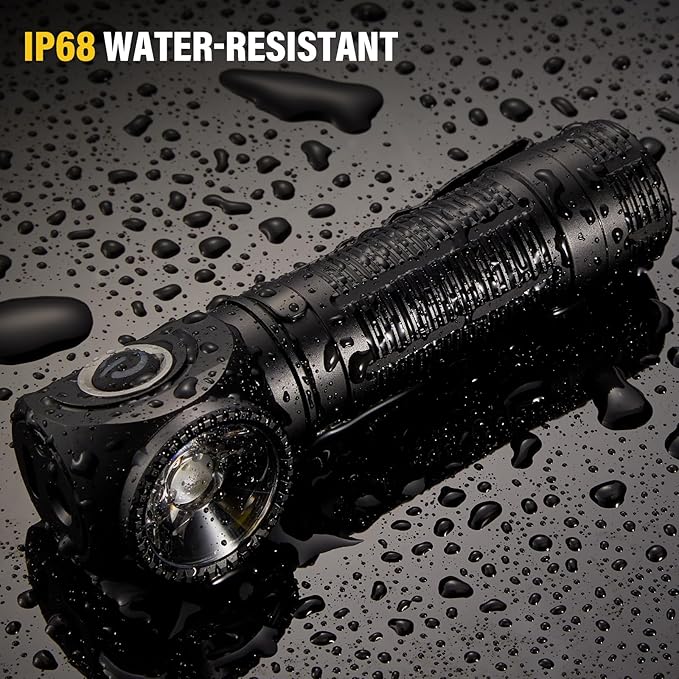 2000 Lumens Rechargeable Headlamp, 3800mAh Proximity Sensor Headlamp & Right-Angle LED Flashlight, Magnetic Base, TIR Lens, IP68 Waterproof, Hands-Free Sensing Control