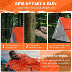 Emergency Survival Tent Life Shelter - 2 Person Mylar Emergency Shelter Tube Tent with Emergency Whistle & Paracord, All-Weather Essential Survival Gear for Camping, Hiking & Survival Kits
