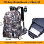 Nerlion 40L Hiking Backpack Travel Backpack for Men Women Camping Waterproof Outdoor Hiking Daypack Lightweight Backpack (Yellow Leaves)