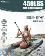 ABBOARD Inflatable Stand Up Paddle Boards - Extra Wide Fishing Paddleboard,Cool Design,Ultra Stable Standup SUP,5 Handles,15 D-Rings, Camera Mount,10L Dry Bag,100L Backpack, Youth/Adults