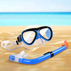 GreenLF Kids Snorkel Set, Anti-Fog Snorkeling Mask with Nose Covers for Youth Junior Child, Boys & Girls Age 5-12, Semi-Dry Diving Scuba Swimming Goggles Gear Packages