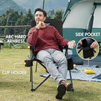 Portal Reclining Camping Chair with Adjustable Back Folding Camp Recliner for Adults Portable High Back Oversized, 400LBS (Black)