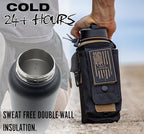 Iron Infidel Battle Bottle - 32 Oz Insulated Water Bottle with Straw Lid & Chug Cap, Stainless Steel Metal Flask Includes Rugged, Removable Sleeve for Keys, Wallet, & Phone (Brown Recluse 1 Liter)