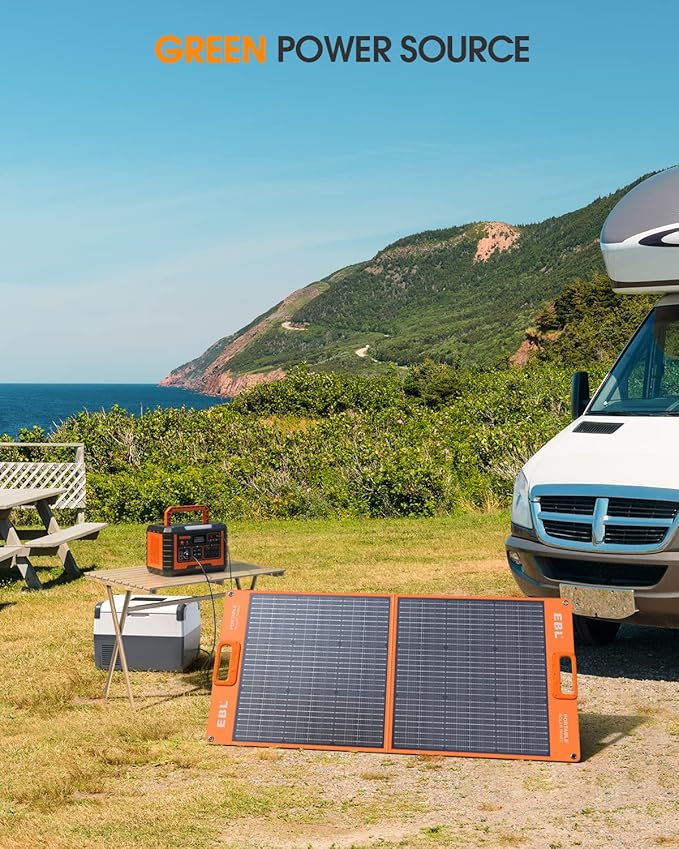EBL Portable Power Station 500, 519.4Wh Outdoor Solar Generator with 110V/500W AC Outlet for Home Use, Emergency Backup, Camping