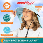 SUN CUBE Wide Brim Sun Hat with Neck Flap, UPF50+ Hiking Safari Fishing Hat for Men Women, Sun Protection Beach Hat