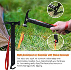 Eurmax USA Hiking Camping Tent Stakes and Hammer Set Lightweight Multi-Function Tent Hammer with Tent Stake Remover,Tent Pegs for Camping, Hiking, Backpacking, Gardening(Gold Stakes)