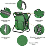 Kikerike Portable Stool Backpack Cooler Chair 400 LBS Max Load Folding Fishing Cooler Backpack Stool for Outdoors Hiking Beach Travel - Army Green