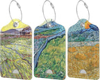 Rimilak 3 Pcs PU Leather Luggage Tags for Suitcase, Travel Cruise Luggage Tag with Privacy Flap, Name ID Label and Metal Loop for Women Men Baggage Handbag School Bag Backpack, Ink Field