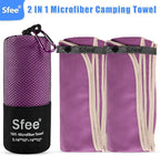 Sfee 2 Pack Microfiber Travel Towel, Quick Dry Towel Camping Beach Towel Super Absorbent Compact Lightweight Sports Gym Towels Set for Beach, Gym, Hiking, Pool, Backpacking, Bath, Yoga