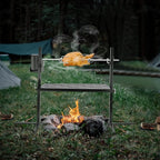 Onlyfire Adjustable Outdoor Camping Rotisserie Grill System and Spit Kit with Portable DC 3V Motor and 29 Inch Hexagon Spit Rod